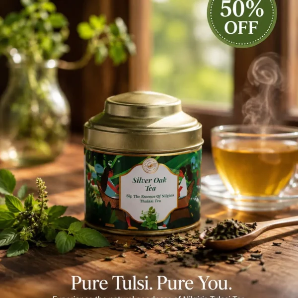 Nilgiri Thulasi Tea | Tea Dust | Silver Oak Tea Factory Ooty (50g)